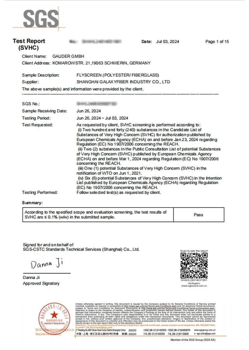 GALAXYFIBER quality certificate 4
