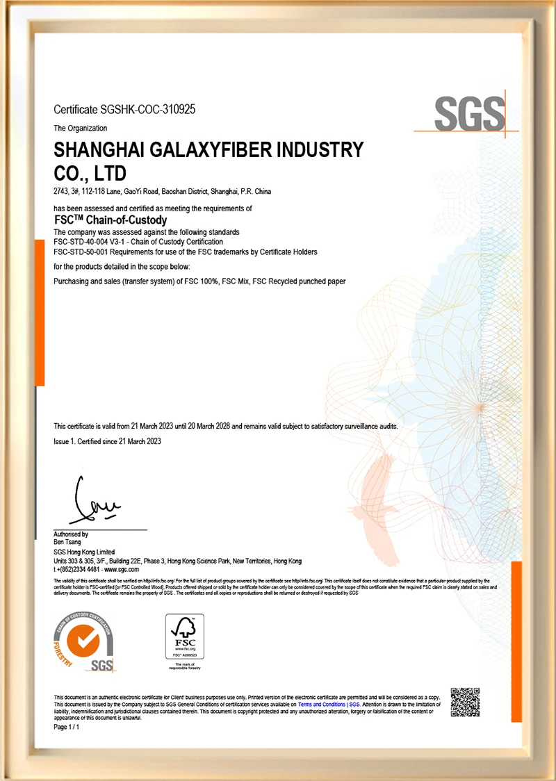 GALAXYFIBER quality certificate 4